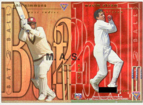 PHIL SIMMONS/WASIM AKRAM - 96 FUTERA CRICKET - `BAT to BALL` FOIL CARD B2B4  of 4500