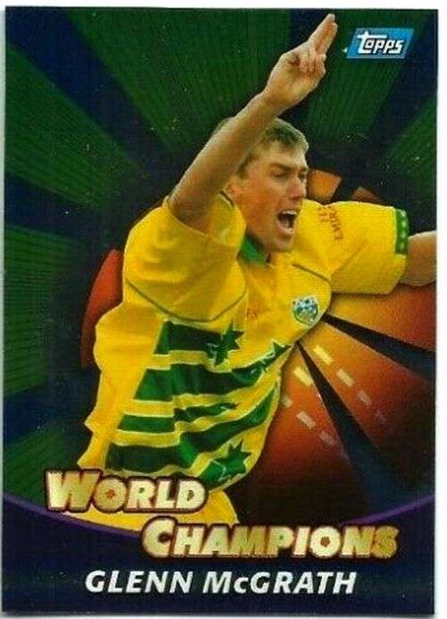 GLEN McGRATH - 2000 TOPPS CRICKET COLLECTION  - ` WORLD CHAMPIONS`GOLD FOIL TRADING CARD W13