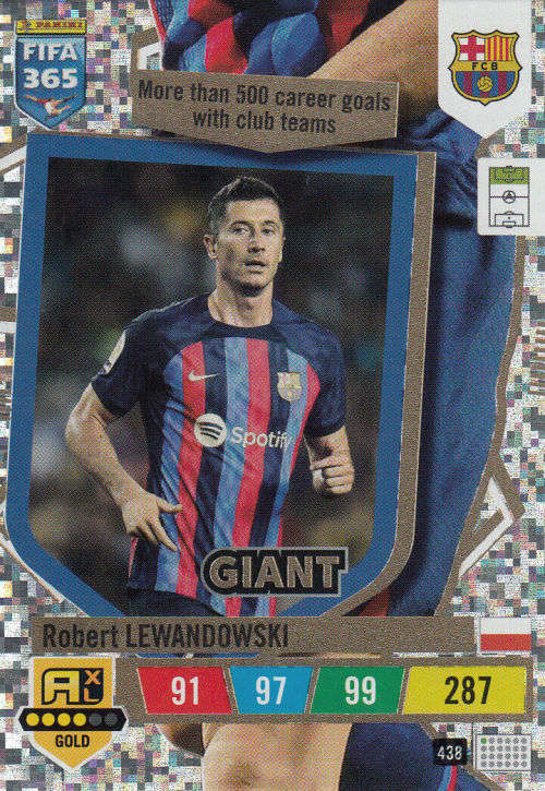 ROBERT LEWANDOWOSKI - PANINI `FIFA 365 COLLECTION` 2023 - SILVER `GIANT` FOIL TRADING CARD 438