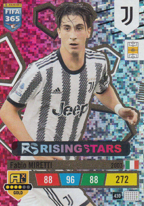 FABIO MIRETTI - PANINI `FIFA 365 COLLECTION` 2023 - GOLD `RISING STAR` FOIL TRADING CARD 430