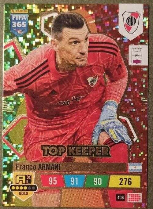 FRANCO ARMANI - PANINI `FIFA 365 COLLECTION` 2023 - GOLD `TOP KEEPER` FOIL TRADING CARD 406