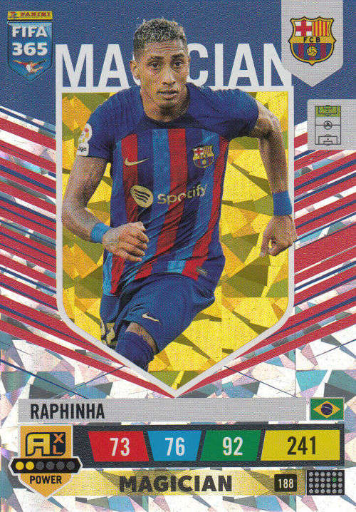 RAPHINHA - PANINI `FIFA 365 COLLECTION` 2023 - `MAGICIAN` FOIL TRADING CARD 188