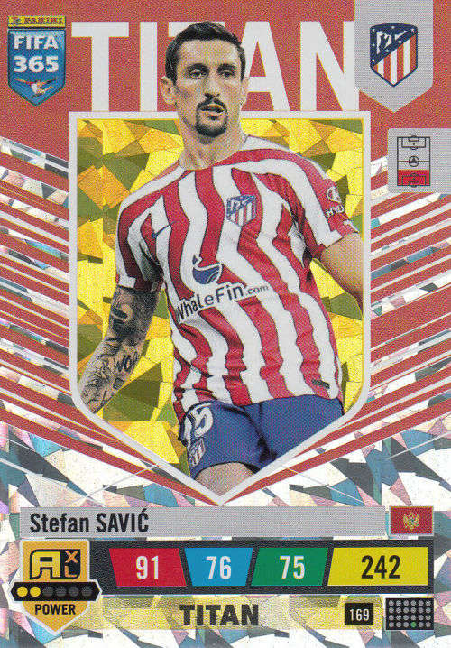 STEFAN SAVIC - PANINI `FIFA 365 COLLECTION` 2023 - `TITAN` FOIL TRADING CARD 169
