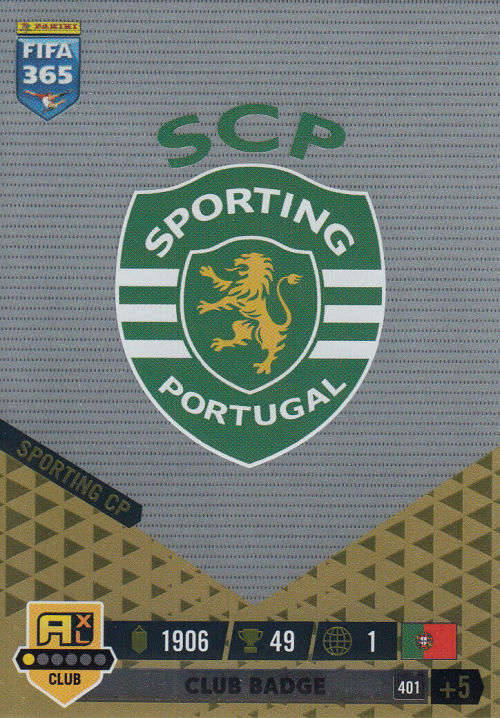 SPORTING CLUB PORTUGAL - PANINI `FIFA 365 COLLECTION` 2023 - `CLUB BADGE` FOIL TRADING CARD 401