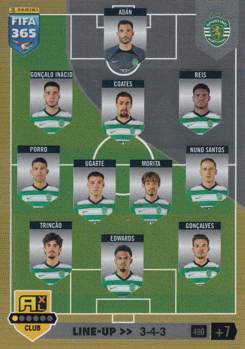 SPORTING CLUB PORTUGAL - PANINI `FIFA 365 COLLECTION` 2023 - `TEAM LINE UP` FOIL TRADING CARD 400