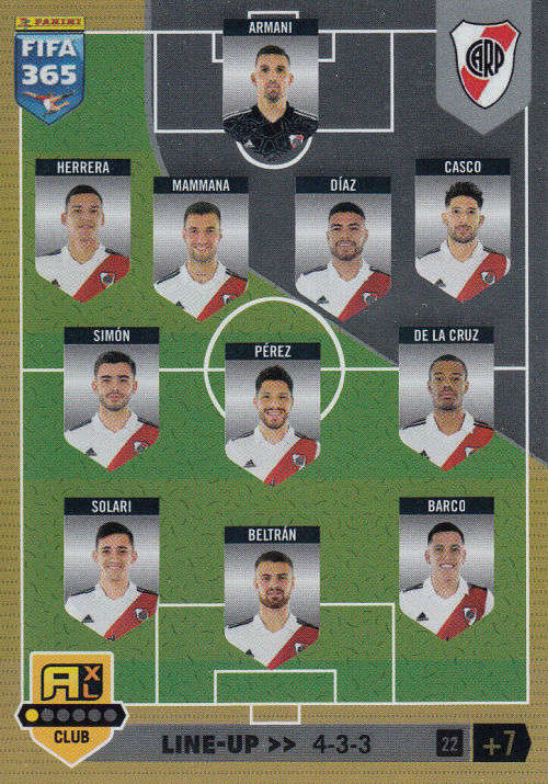 RIVER PLATE - PANINI `FIFA 365 COLLECTION` 2023 - `TEAM LINE UP` FOIL TRADING CARD 22