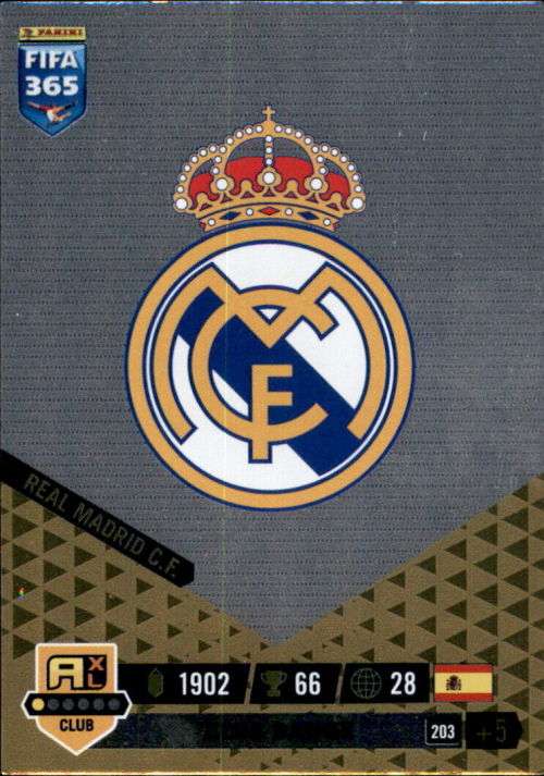 REAL MADRID FC - PANINI `FIFA 365 COLLECTION` 2023 - `CLUB BADGE` FOIL TRADING CARD 203