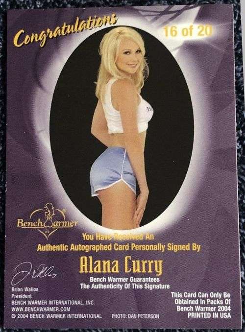 ALANA CURRY - BENCHWARMER 2004 SERIES II - CERTIFIED `AUTOGRAPH` TRADING CARD 16 of 20