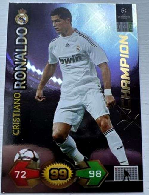 CRISTIANO RONALDO - PANINI `CHAMPIONS LEAGUE` 2009/10 - `RARE` GOLD FOIL `CHAMPION` TRADING CARD