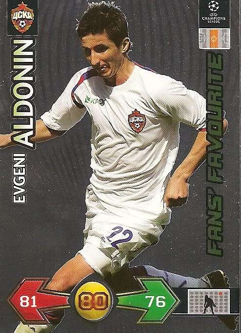 EVGENI ALDONIN - PANINI `CHAMPIONS LEAGUE S/STRIKES 2009/10` - FOIL `FANS FAVOURITE` TRADING CARD