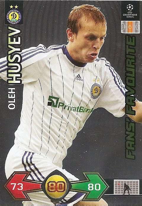 OLEH HUSYEV - PANINI `CHAMPIONS LEAGUE S/STRIKES 2009/10` - FOIL `FANS FAVOURITE` TRADING CARD
