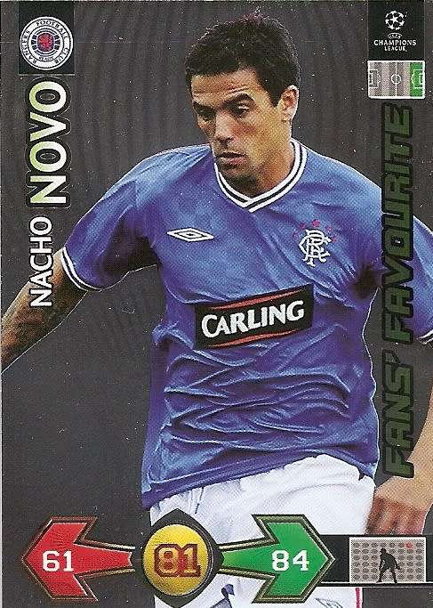NACHO NOVO - PANINI `CHAMPIONS LEAGUE S/STRIKES 2009/10` - FOIL `FANS FAVOURITE` TRADING CARD