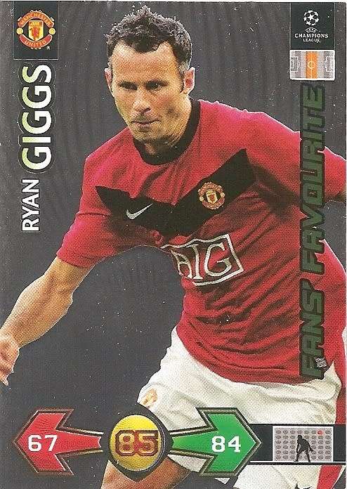 RYAN GIGGS - PANINI `CHAMPIONS LEAGUE S/STRIKES 2009/10` - FOIL `FANS FAVOURITE` TRADING CARD