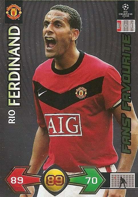 RIO FERDINAND - PANINI `CHAMPIONS LEAGUE S/STRIKES 2009/10` - FOIL `FANS FAVOURITE` TRADING CARD