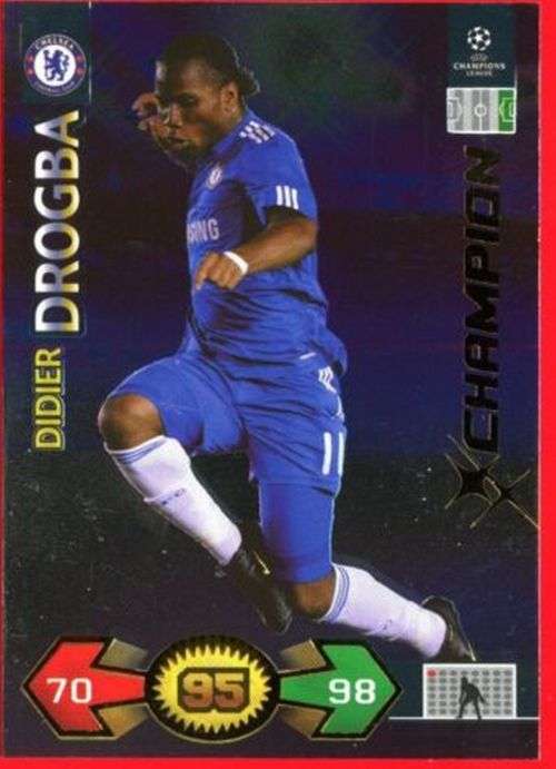 DIDIER DROGBA - PANINI `CHAMPIONS LEAGUE S/STRIKES 2009/10` - RARE `CHAMPION`TRADING  CARD