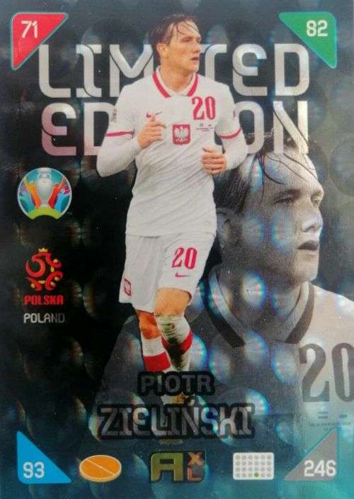 PIOTR ZIELINSKI -  `PANINI EURO 2020` 2021 KICK OFF - FOIL `LIMITED EDITION` TRADING CARD