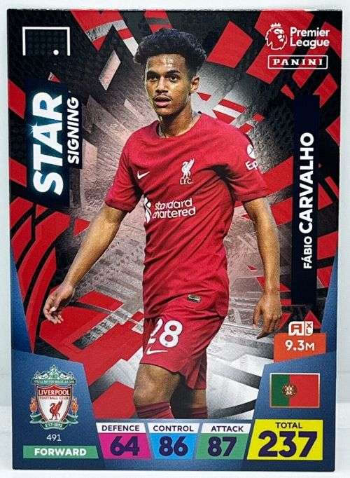 FABIO CARVALHO - PANINI  English Premier League 2022/23 - `STAR SIGNING` TRADING CARD 491