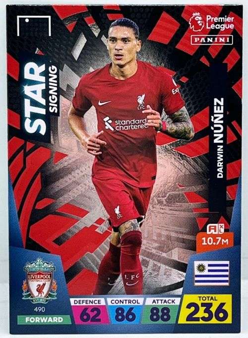 DARWIN NUNEZ - PANINI  English Premier League 2022/23 - `STAR SIGNING` TRADING CARD 490