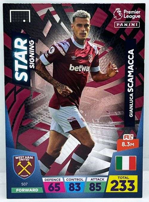 GIANLUCA SCAMACCA - PANINI  English Premier League 2022/23 - `STAR SIGNING` TRADING CARD 507