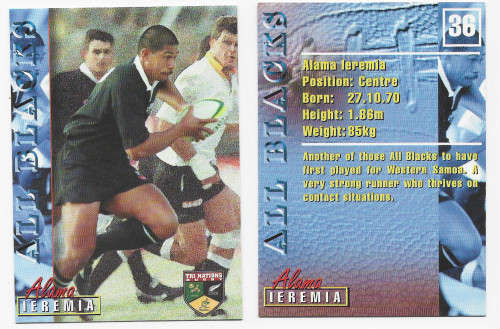 ALAMA LEREMIA - RUGBY 1997 COLLECTION by PANINI - RARE `BASE` TRADING CARD 36