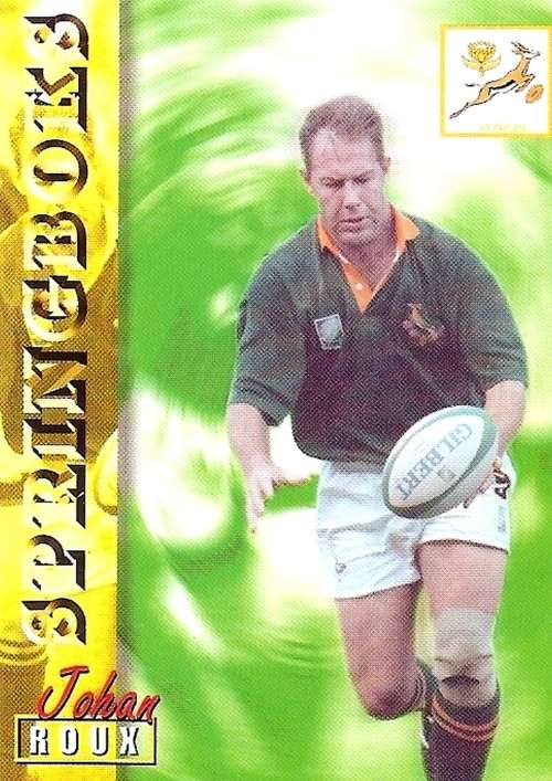 JOHAN ROUX - RUGBY 1997 COLLECTION by PANINI - `BASE` TRADING CARD 13