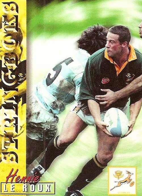 HENNIE LE ROUX - RUGBY 1997 COLLECTION by PANINI - `BASE` TRADING CARD 10