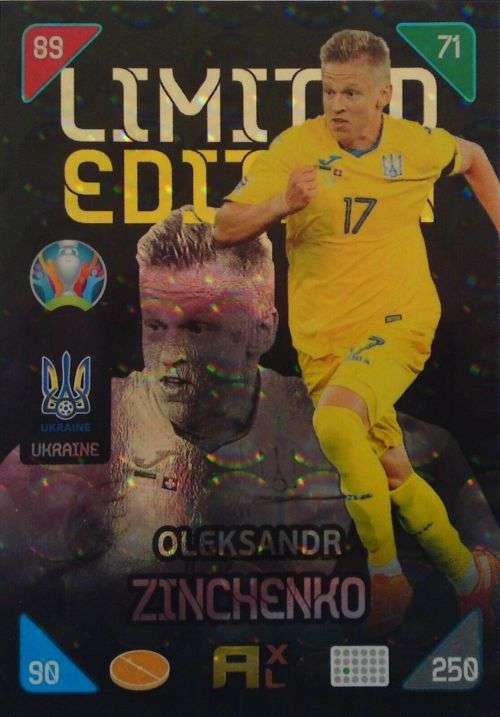 OLEKSANDR ZINCHENKO -  `PANINI EURO 2020` 2021 KICK OFF - FOIL `LIMITED EDITION` TRADING CARD