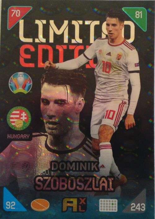 DOMINIK SZOBOSZLAI -  `PANINI EURO 2020` 2021 KICK OFF - FOIL `LIMITED EDITION` TRADING CARD