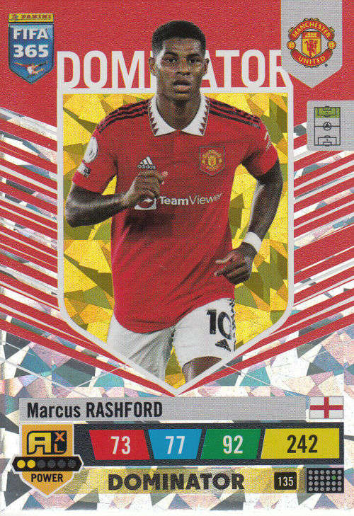 MARCUS RASHFORD - PANINI `FIFA 365 COLLECTION` 2023 - `DOMINATOR` FOIL TRADING CARD 135