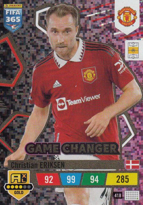 CHRISTIAN ERIKSEN - PANINI `FIFA 365 COLLECTION` 2023 - `GAME CHANGER` FOIL TRADING CARD 418