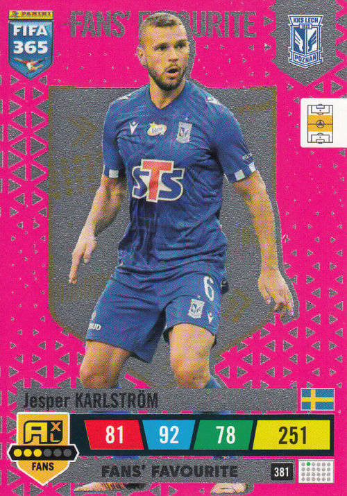 JASPER KARLSTROM - PANINI `FIFA 365 COLLECTION` 2023 - `FANS FAVORITE` FOIL TRADING CARD 381