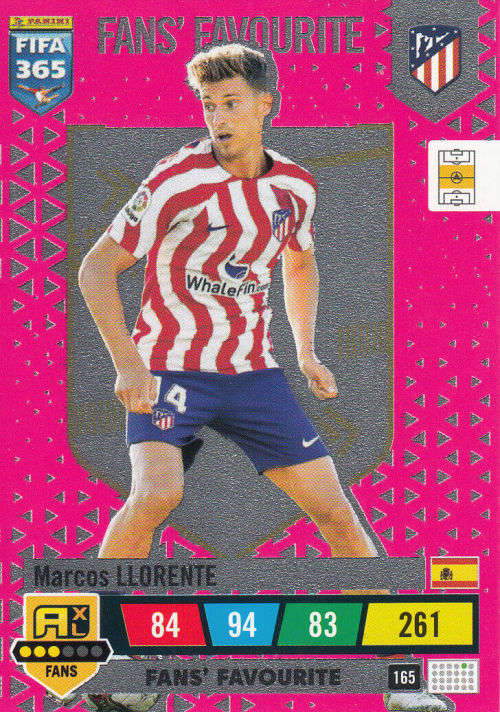 MARCOS LLORENTE - PANINI `FIFA 365 COLLECTION` 2023 - `FANS FAVORITE` FOIL TRADING CARD 165