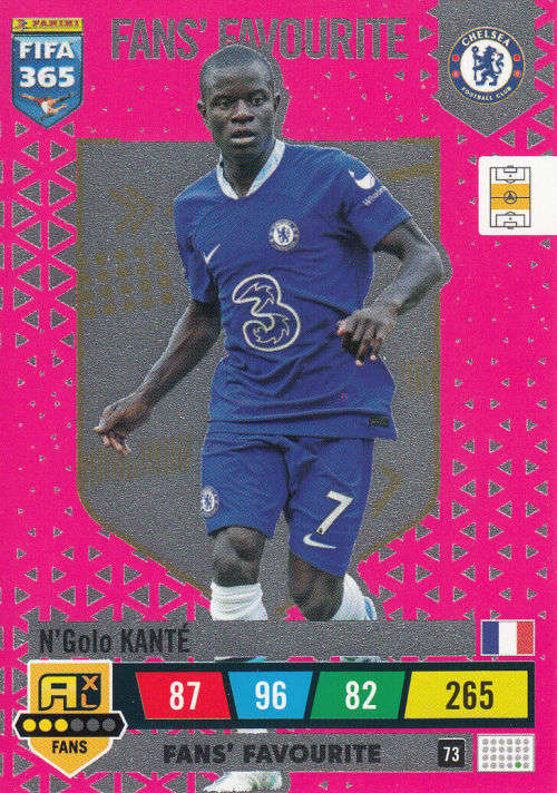 N`GOLO KANTE - PANINI `FIFA 365 COLLECTION` 2023 - `FANS FAVORITE` FOIL TRADING CARD 73