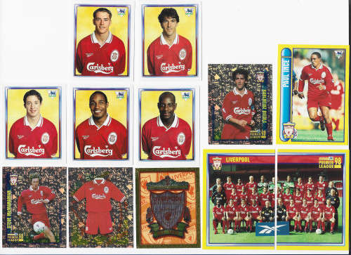 LIVERPOOL FC - MERLIN Premier League sticker collection 1998 - COMPLETE TEAM SET of 25 `STICKERS`