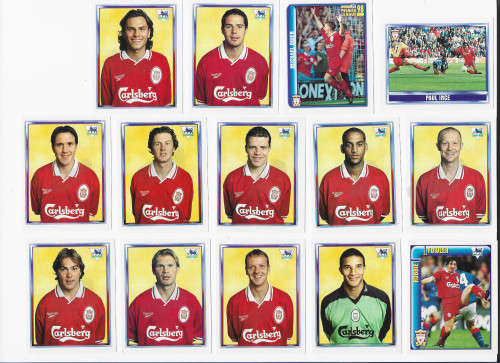 LIVERPOOL FC - MERLIN Premier League sticker collection 1998 - COMPLETE TEAM SET of 25 `STICKERS`