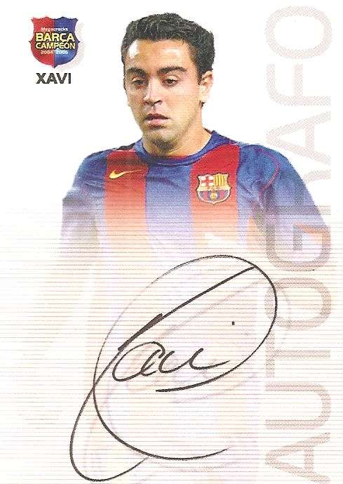 XAVI -`BARCELONA AUTOGRAFO` 2004/05 CAMPEON COLLECTION - RARE `PRINTED AUTOGRAPH` CARD