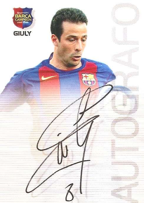 GIULY -`BARCELONA AUTOGRAFO` 2004/05 CAMPEON COLLECTION - RARE `PRINTED AUTOGRAPH` CARD