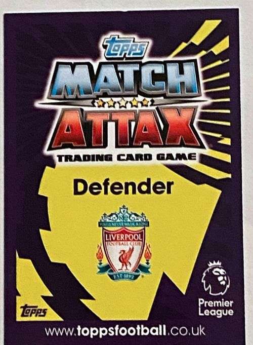TRENT A. ARNOLD (Liverpool) - TOPPS `MATCH ATTAX P/LEAGUE`2016/17 - ROOKIE`BASE` TRADING CARD