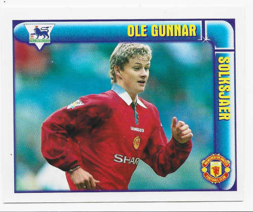 OLE GUNNAR SOLSKJAER - MERLIN Premier League Sticker collection 1998 - RARE `STICKER` 341