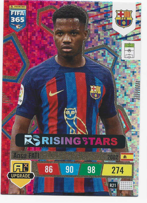 ANSU FATI (Barcelona) - PANINI `FIFA 365 UPDATE COLLECTION` 2023 -`RISING STAR`TRADING CARD R21
