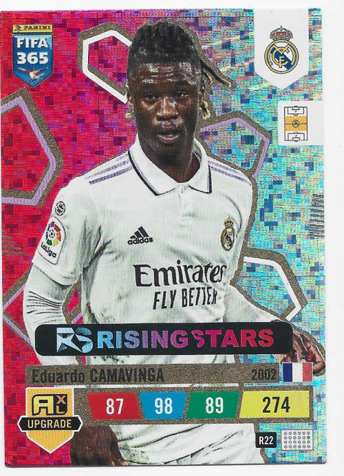 E. CAMAVINGA (Real Madrid) - PANINI `FIFA 365 UPDATE COLLECTION` 2023 -`RISING STAR`TRADING CARD R22
