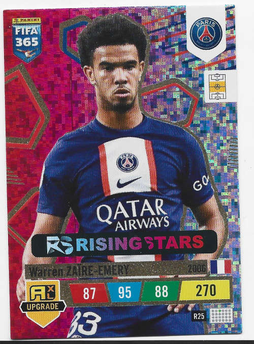 WARREN EMERY (PSG) - PANINI `FIFA 365 UPDATE COLLECTION` 2023 -`RISING STAR`TRADING CARD R25