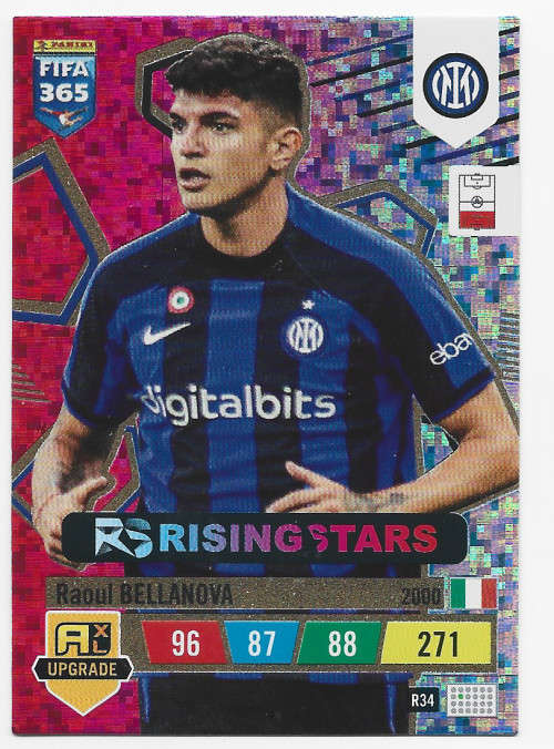 RAOUL BELLANOVA (Inter) - PANINI `FIFA 365 UPDATE COLLECTION` 2023 -`RISING STAR`TRADING CARD R34