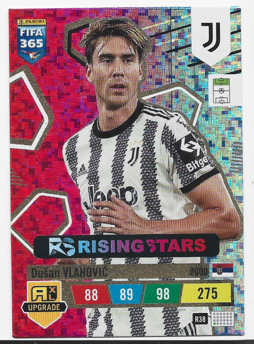 DUSAN VLAHOVIC (Juventus) - PANINI `FIFA 365 UPDATE COLLECTION` 2023 -`RISING STAR`TRADING CARD R38