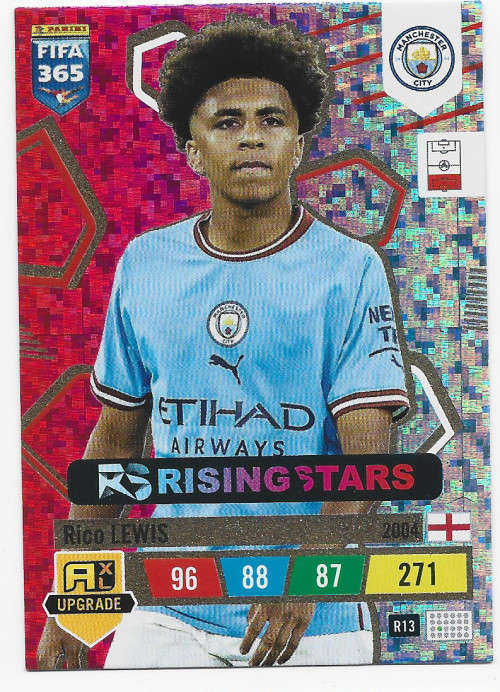 RICO LEWIS (Man. City) - PANINI `FIFA 365 UPDATE COLLECTION` 2023 -`RISING STAR`TRADING CARD R13
