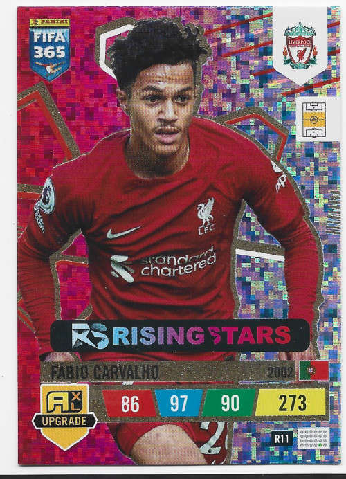 FABIO CARVALHO (Liverpool) - PANINI `FIFA 365 UPDATE COLLECTION` 2023 -`RISING STAR`TRADING CARD R11