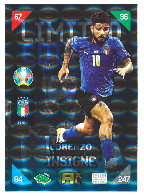 LORENZO INSIGNE - `PANINI EURO 2020` 2021 KICK OFF - FOIL `LIMITED EDITION` TRADING CARD
