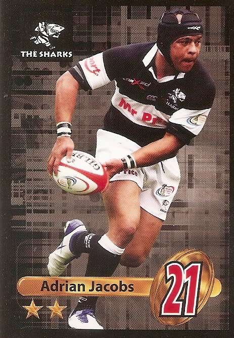 ADRIAN JACOBS (Sharks) - BIG BALL RUGBY COLLECTION  2009 - BASE TRADING CARD