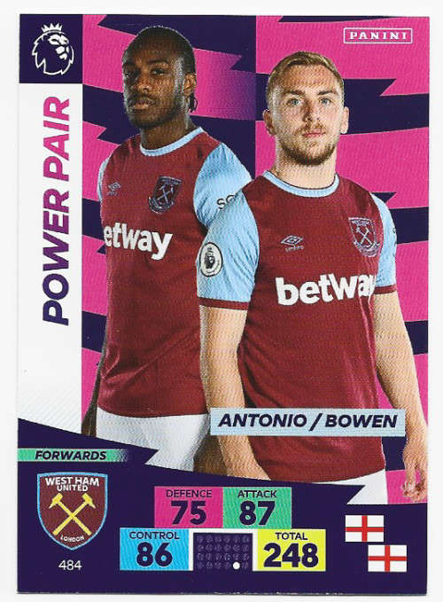 WEST HAM UNITED - EPL ADRENALYN `PLUS` 2020/2021 - `POWER PAIR` TRADING CARD