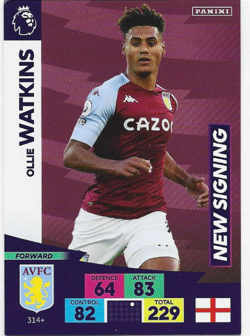 OLLIE WATKINS (ASTON VILLA) - EPL ADRENALYN `PLUS` 2020/2021 - `NEW SIGNING` TRADING CARD